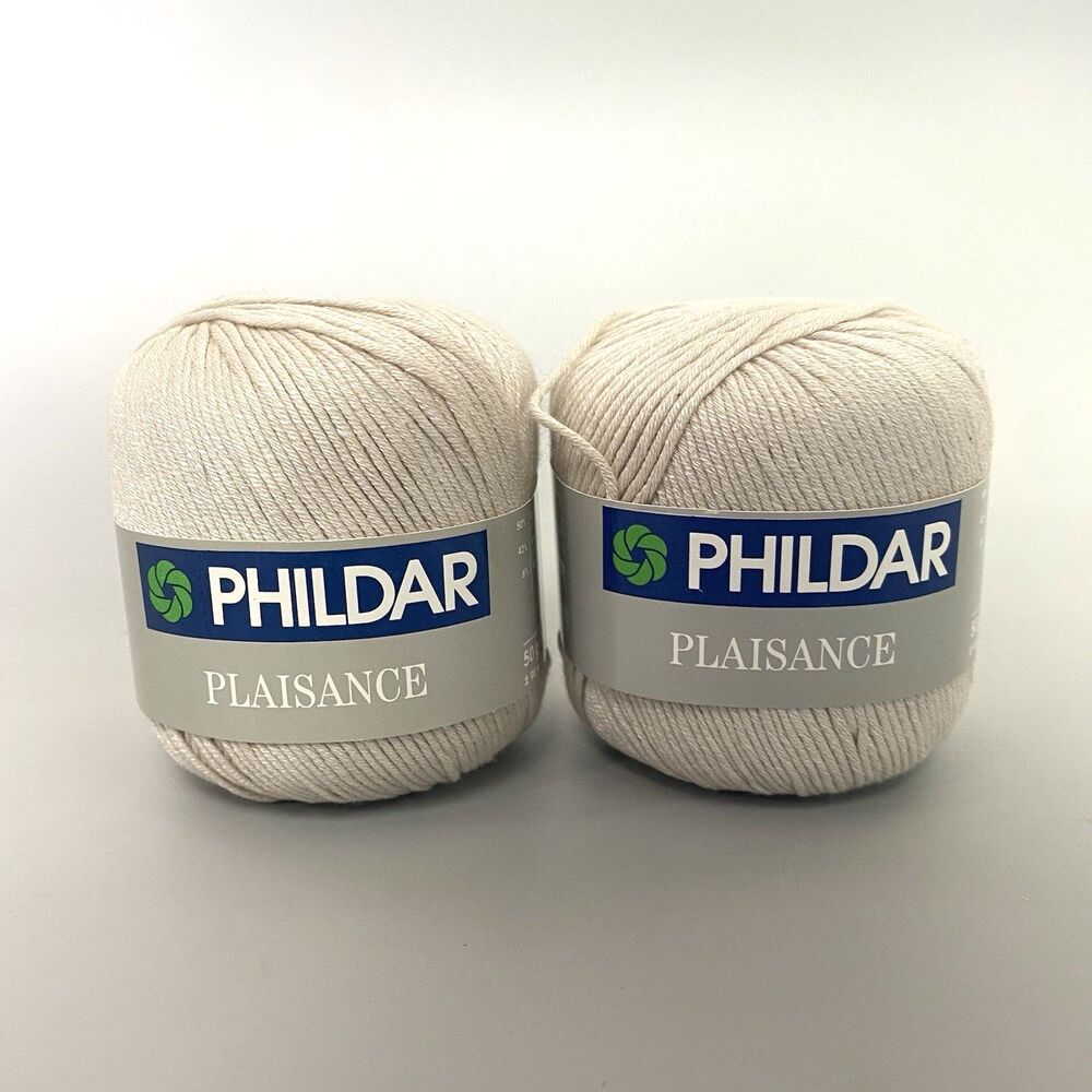 Phildar Plaisance Yarn Lot 2 Skeins Beige Cotton Rayon Silk Blend 50g Italy